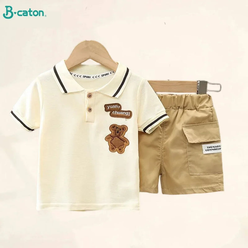 Conjunto Infantil Menino Verão – Camiseta e Shorts em Algodão 2 Peças com Estampa Divertida