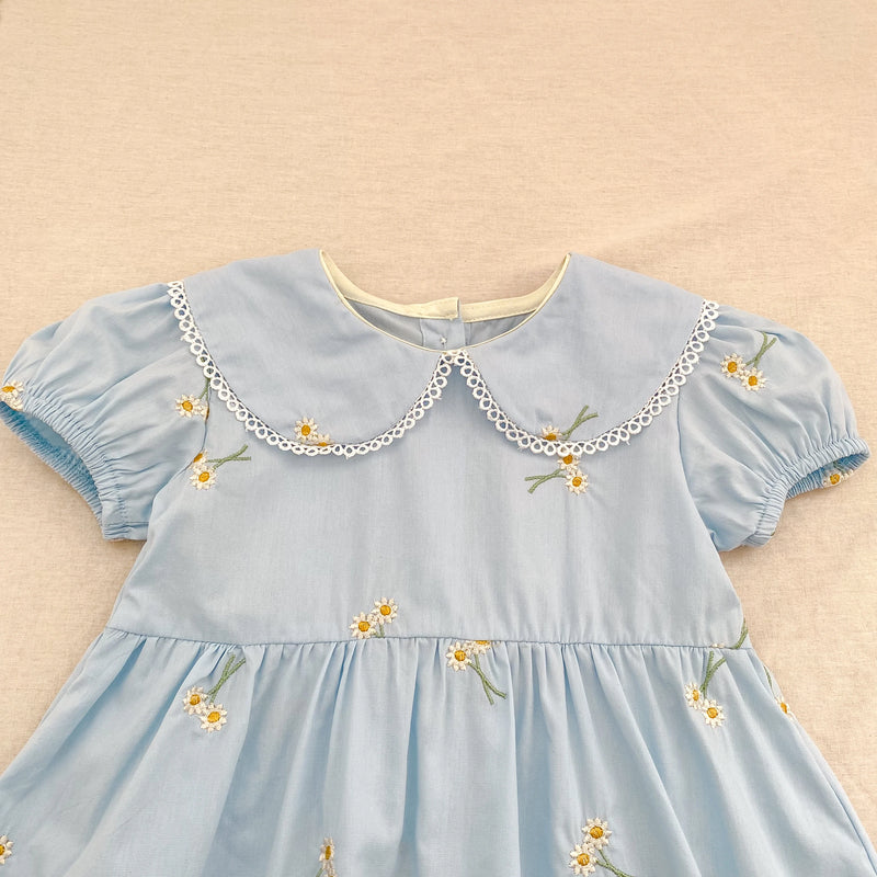 Vestido Infantil Princesa Floral com Bordado – Algodão, 1 a 6 Anos – Modelo Europeu