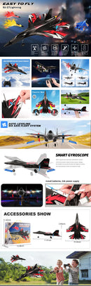 Avião RC SU35 FX620/FX820 – Modelo Planador com Controle Remoto 2.4G e Luzes LED
