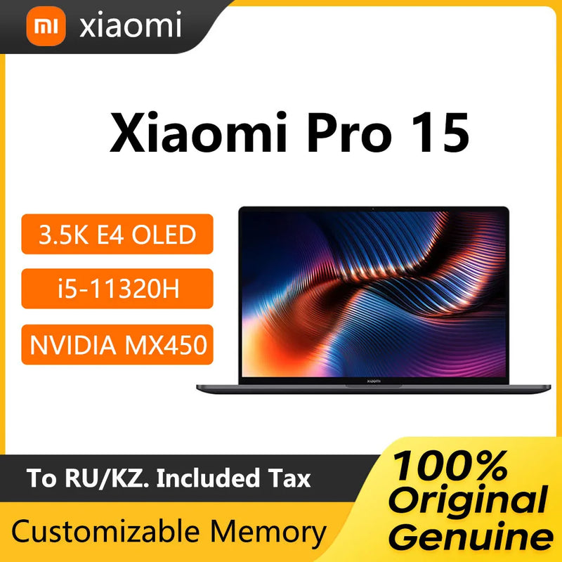 Laptop Xiaomi Pro 15 – 15,6” 3.5K OLED, Intel i5-11320H, 16GB RAM, 512GB SSD, NVIDIA MX450, Windows 11