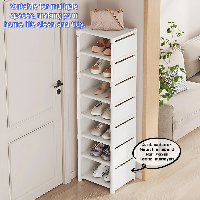 Organizador de Sapatos 6/8 Camadas | Sapateira Intercalar com Estrutura de Metal e Camadas de Tecido | Ideal para Entrada, Corredor ou Sala de Estar