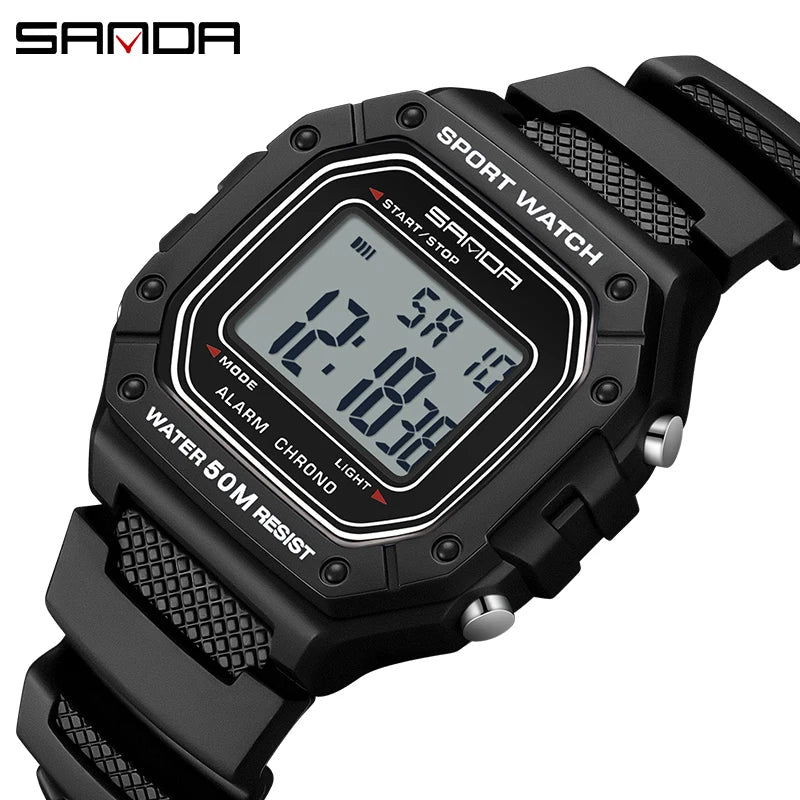 Relógio Masculino Esportivo SANDA 2156 – Digital Militar, à Prova d’Água, com LED e Cronômetro