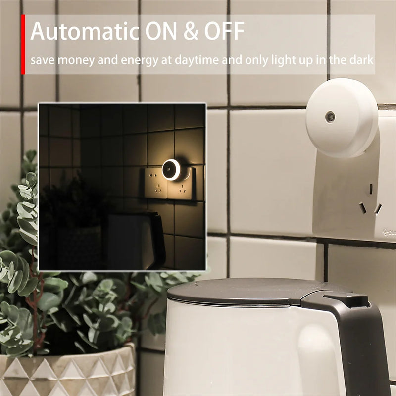 Luz Noturna LED com Sensor Inteligente Crepúsculo-Amanhecer | Plug-in Automática para Casa