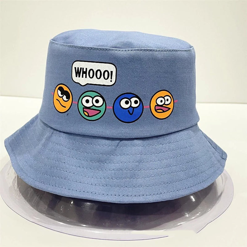 Chapéu Infantil Bucket Hat – Estilo Coreano com Expressão Divertida para Meninos e Meninas (2 a 6 anos)