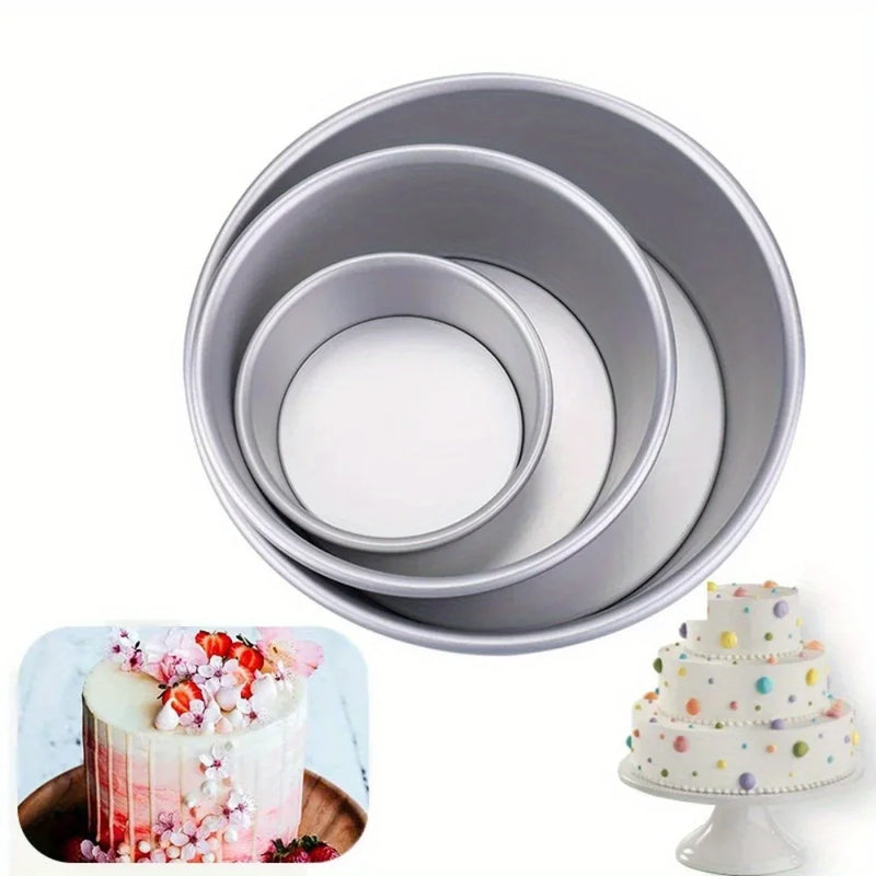 Forma de Bolo Circular em Camadas com Fundo Destacável | 4/6/8 Polegadas | Antiaderente