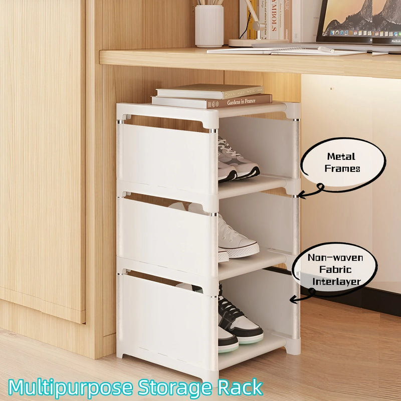Organizador de Sapatos 6/8 Camadas | Sapateira Intercalar com Estrutura de Metal e Camadas de Tecido | Ideal para Entrada, Corredor ou Sala de Estar
