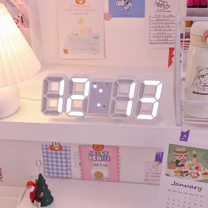 Relógio Digital 3D Niditon – Mesa e Parede, Moderno, com Exibição de Hora, Calendário e Umidade