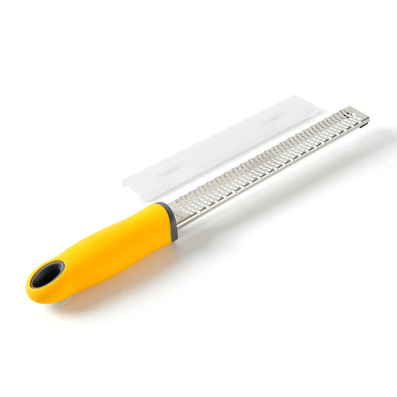 Ralador de Queijo e Zester de Limão em Aço Inoxidável com Capa Protetora | Utensílio Multifuncional para Queijo, Frutas e Chocolate com Alça Antiderrapante