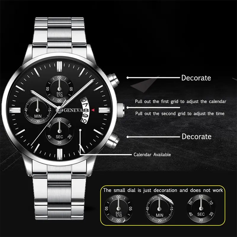 Relógio Masculino de Luxo DEYROS – Aço Inoxidável com Calendário