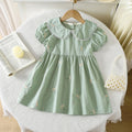 Vestido Infantil Princesa Floral com Bordado – Algodão, 1 a 6 Anos – Modelo Europeu