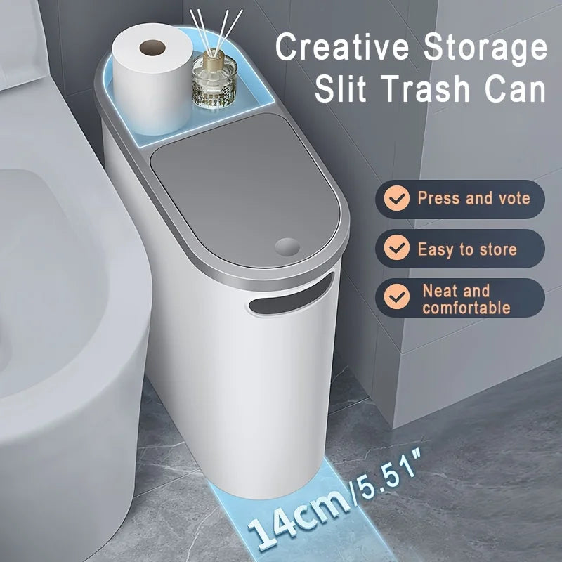 Lixeira de Banheiro VIE LENTE 10L – Pressão com Tampa, Design Compacto para Cozinha e Banheiro