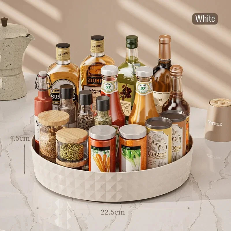 Prateleira Giratória para Armazenamento de Condimentos de Cozinha | Rack Rotativo 360° Antiderrapante | Multiuso para Temperos, Cosméticos e Utensílios
