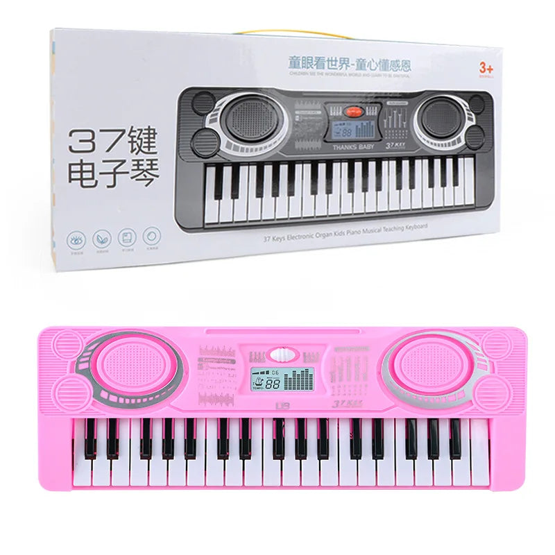 Piano Eletrônico Infantil 37 Teclas – Teclado Musical Portátil Educacional para Crianças