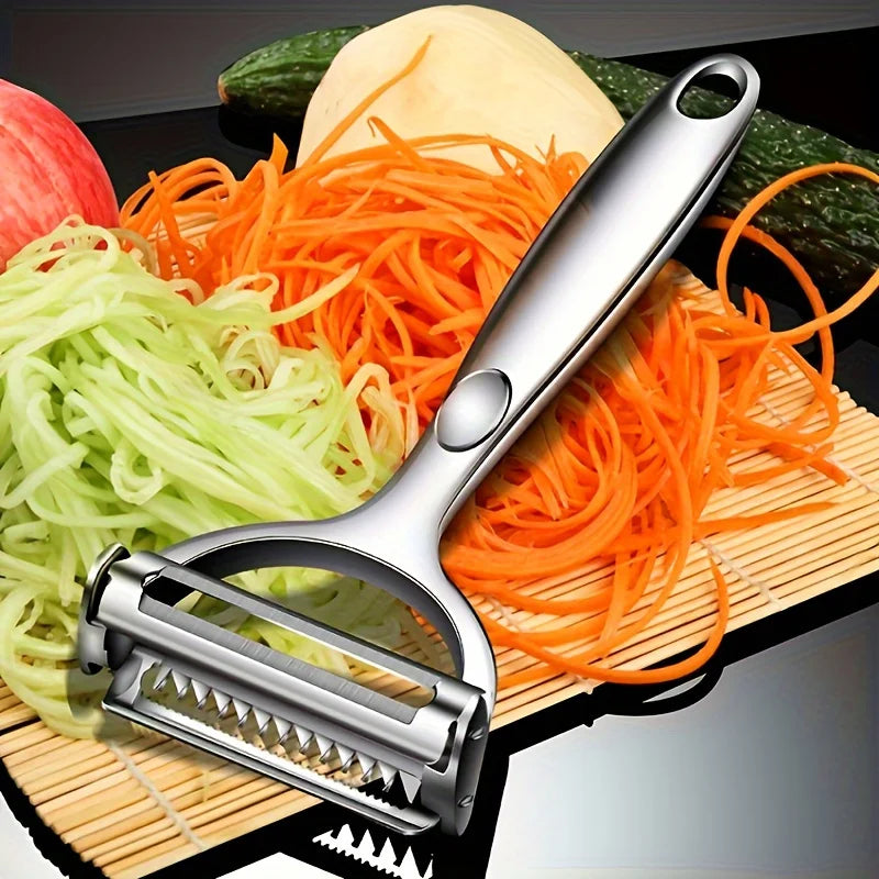 Descascador de Legumes e Frutas de Cozinha | Plaina de Melão em Aço Inoxidável com Cabeça Dupla | Descascador Multifuncional Doméstico