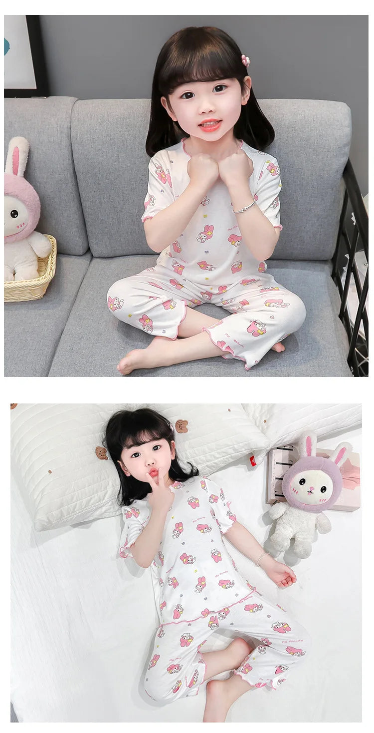 Conjunto de Pijama Infantil em Algodão – Regata e Shorts de Verão com Estampa de Desenho Animado (4 a 6 anos)
