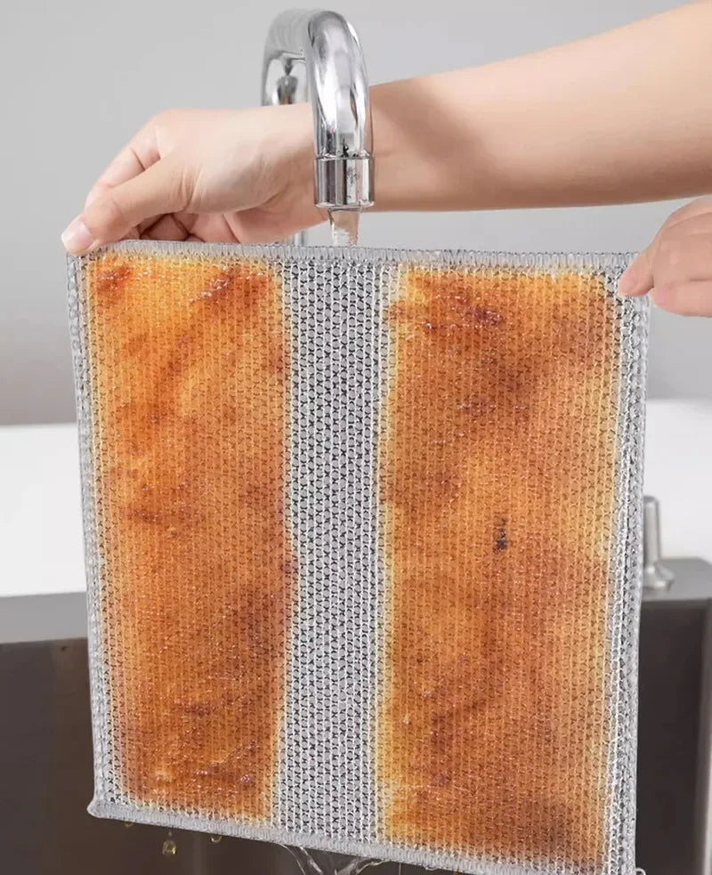 Panos de Limpeza em Microfibra com Arame de Aço | Dupla Camada, Não Arranha | Toalhas de Cozinha, Banheiro e Utensílios Domésticos (5/20 Peças)