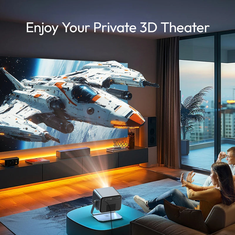 VEVSHAO V80 Projetor 4K – Full HD 1080P, 2200 Lúmens, Android 11, WiFi 6, Home Theater com Suporte Base