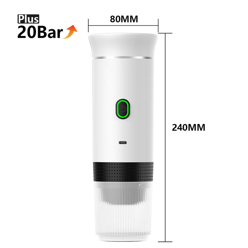 Máquina de Café Espresso Elétrica Portátil Wireless DENOKIN | 3 em 1 para Cápsulas, Pó e Viagem | Para Carro, Casa e Camping