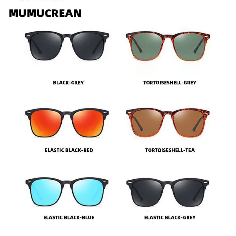 Óculos de Sol Masculinos MUMUCREAN 2025 – Retro Clássico Polarizado com Proteção UV400, Lentes Quadradas