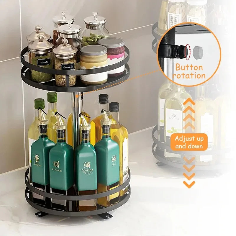 Organizador de Temperos Giratório 360° | Bandeja Antideslizante para Potes e Latas | Suporte para Cozinha e Acessórios