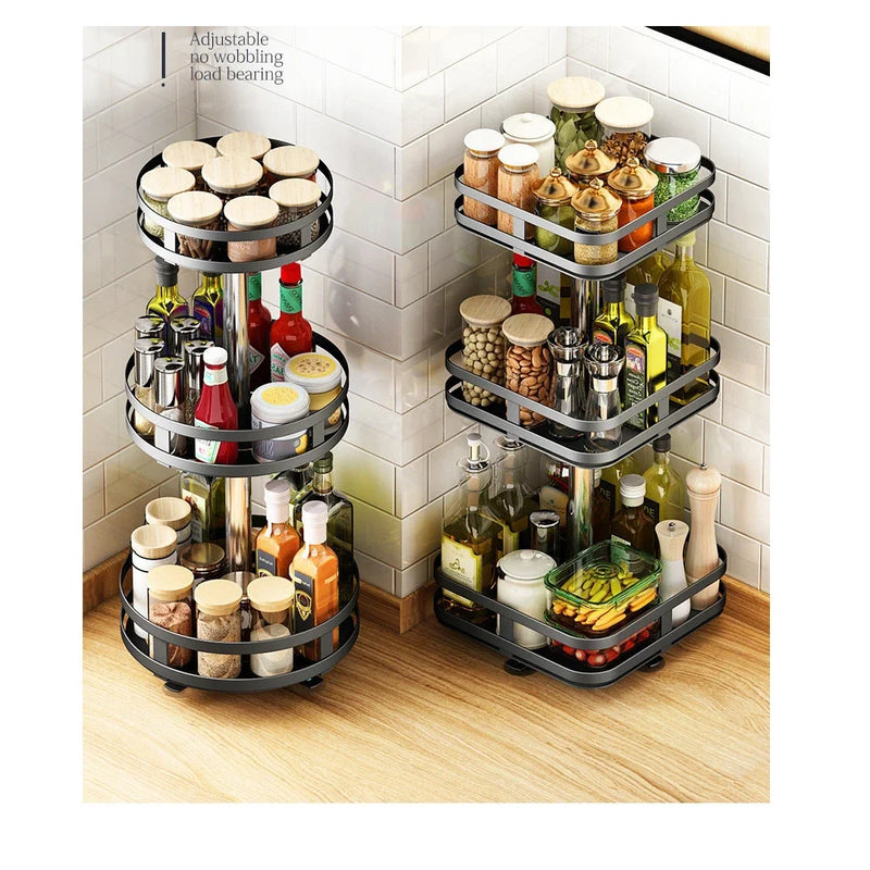 Organizador de Temperos Giratório 360° | Bandeja Antideslizante para Potes e Latas | Suporte para Cozinha e Acessórios