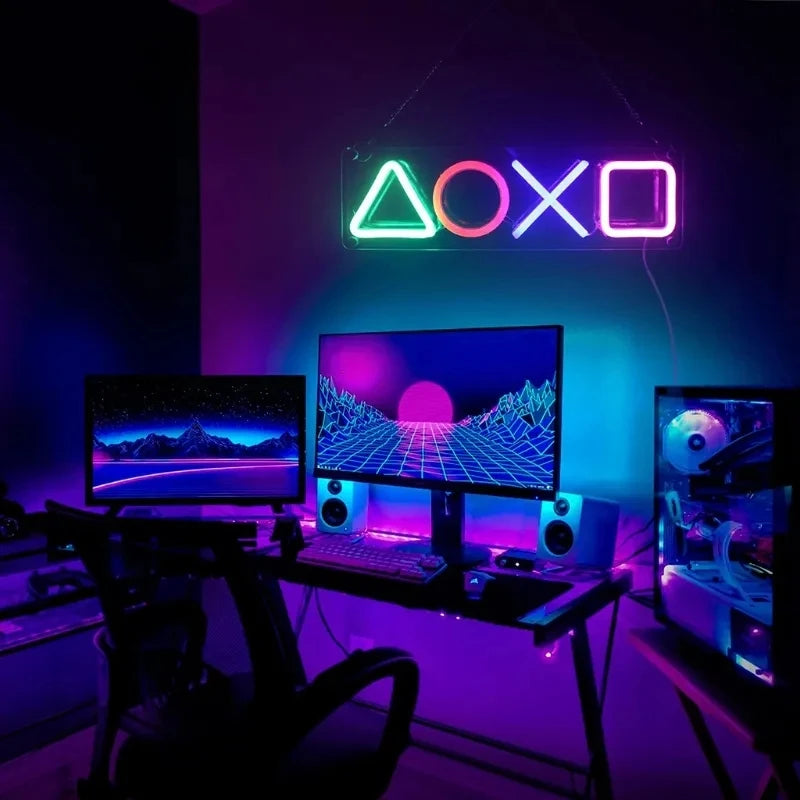 Luz Neon USB para Parede – Decoração Gamer para Quarto, Sala de Jogos e Teen Room