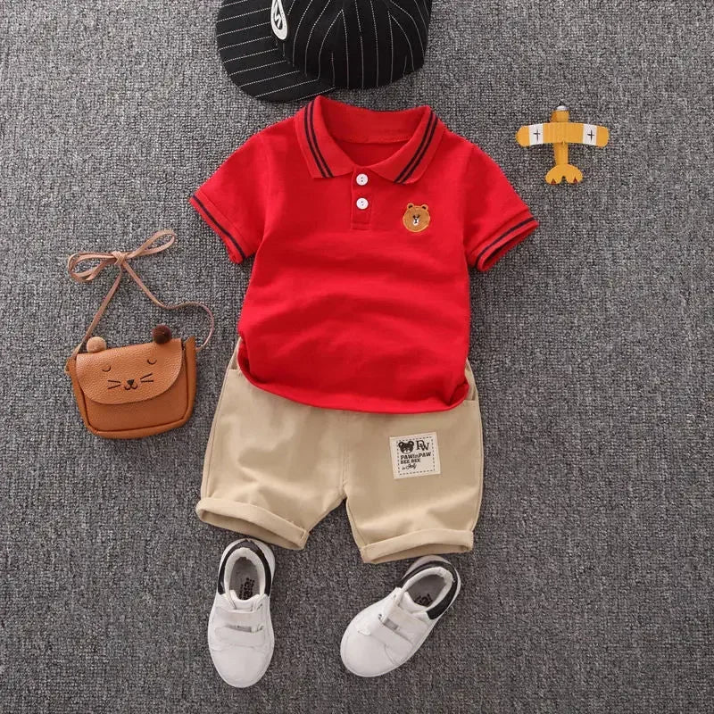Conjunto Infantil Menino Verão – Camiseta e Shorts em Algodão 2 Peças com Estampa Divertida