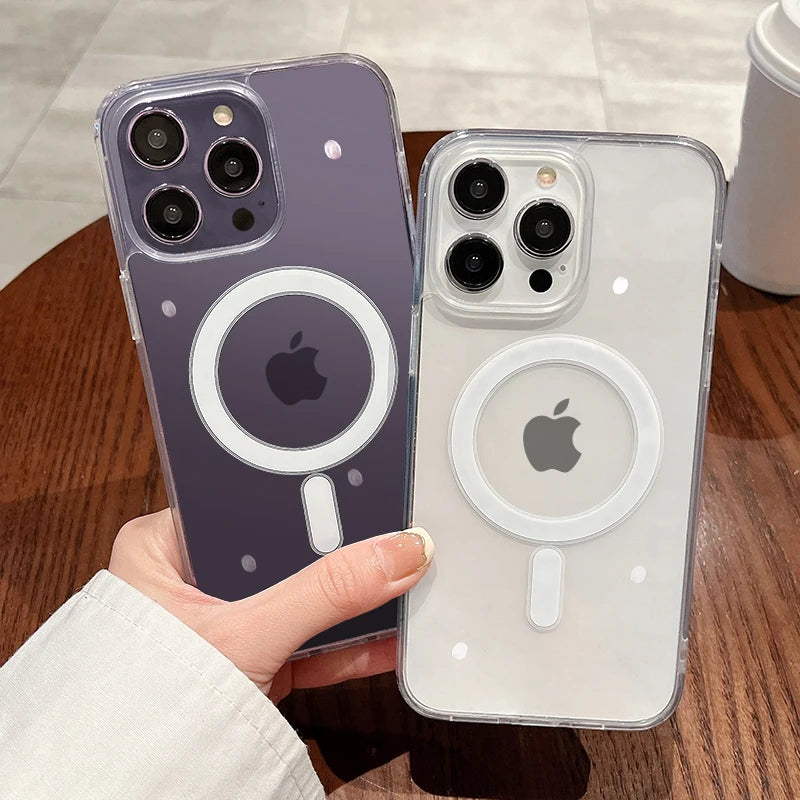 Capa Magnética Transparente Magesafe QIXTWO – Carregamento Sem Fio, Anti-Choque e Anti-Riscos para iPhone 11–17