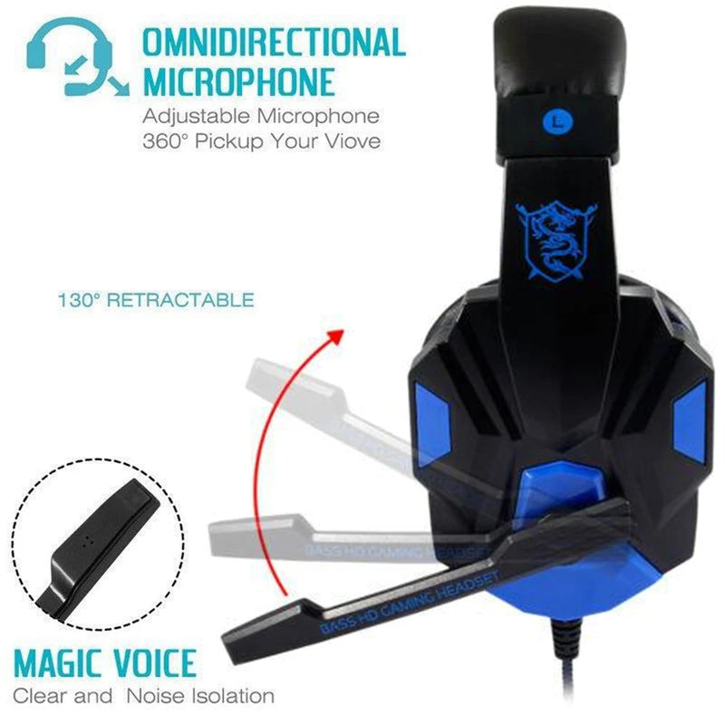 Fone de Ouvido Gamer Virwir – Com Fio 3,5mm, Microfone Ajustável, Bass Stereo, Compatível com PS4/PS5, Xbox, Smartphone e PC