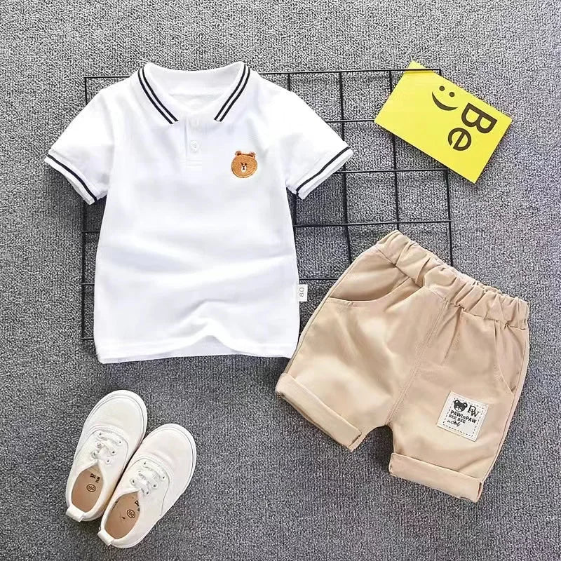 Conjunto Infantil Menino Verão – Camiseta e Shorts em Algodão 2 Peças com Estampa Divertida