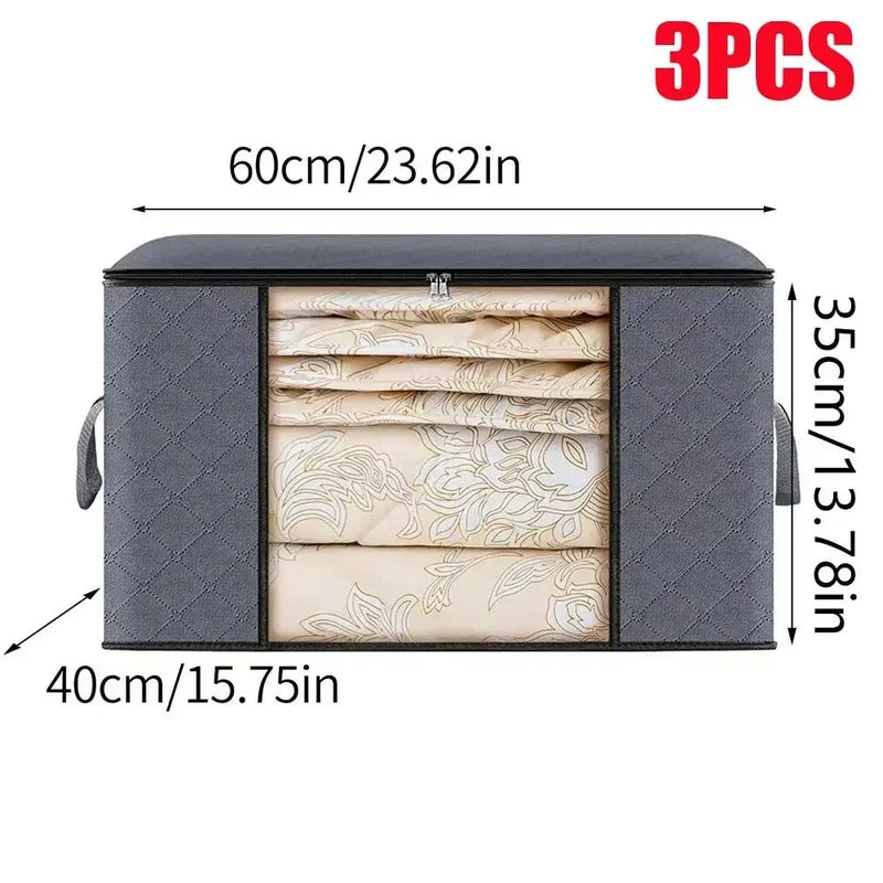 Saco de Armazenamento Dobrável de Grande Capacidade | Organizador de Roupas e Cobertores para Armário ou Quarto