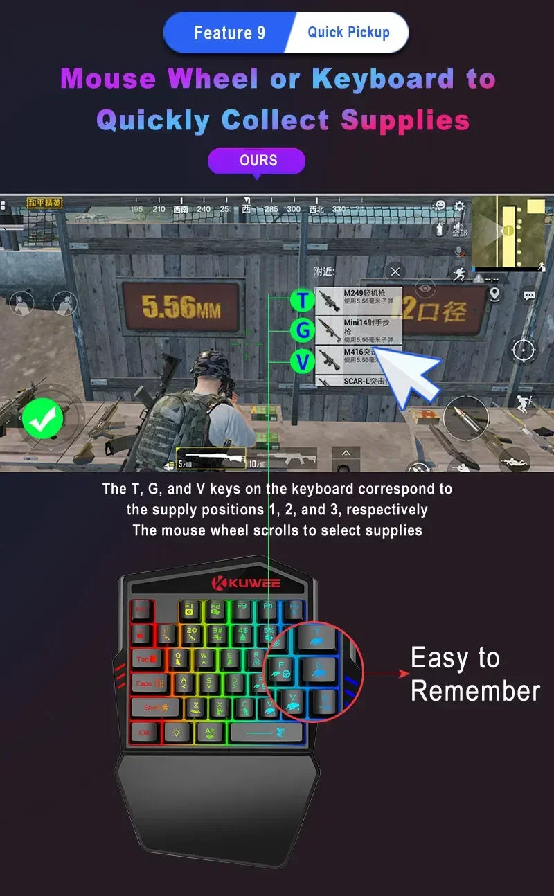 Controlador Móvel LEEDOAR M1 Pro 4 em 1 – Adaptador Mouse e Teclado Bluetooth V5.0 Programável para iOS e Android