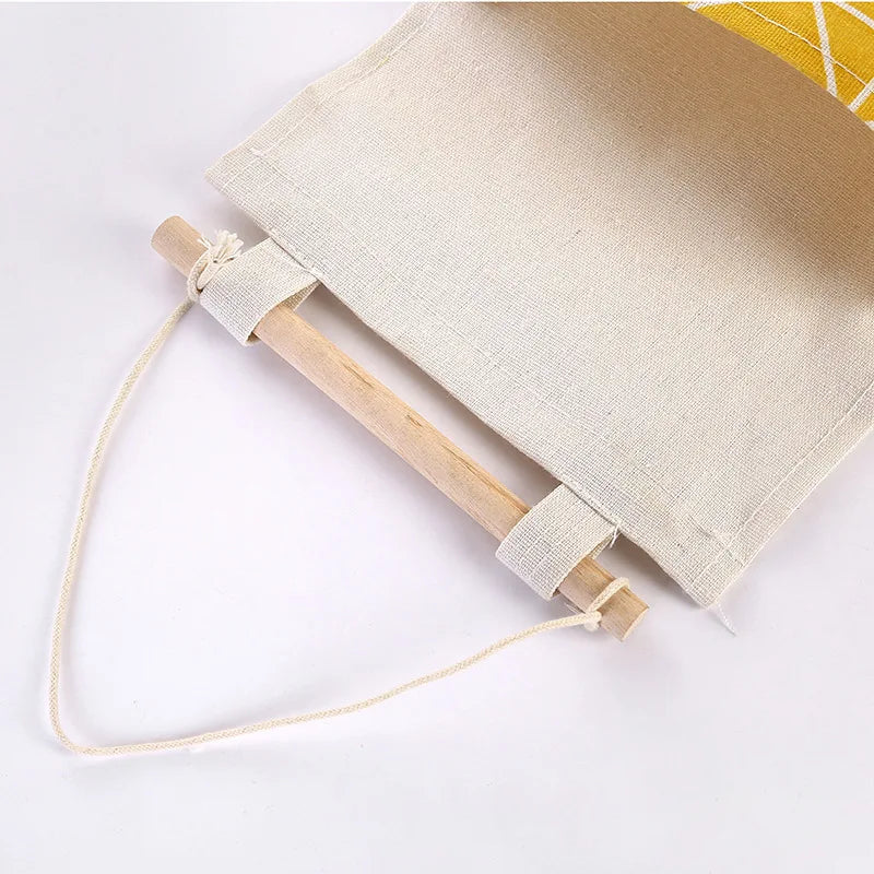 Bolsa de Armazenamento de Parede com 3 Bolsos | Organizador de Algodão e Linho para Casa, Quarto, Sala e Cozinha