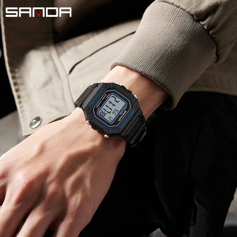 Relógio Masculino Esportivo SANDA 2156 – Digital Militar, à Prova d’Água, com LED e Cronômetro