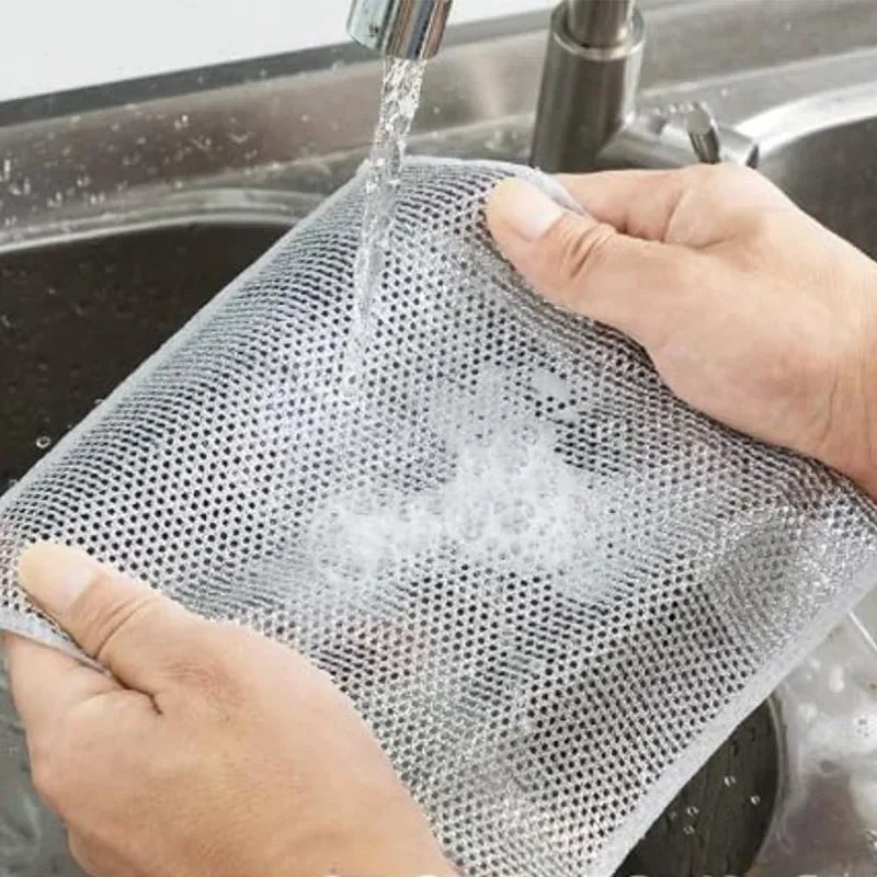 Panos de Limpeza em Microfibra com Arame de Aço | Dupla Camada, Não Arranha | Toalhas de Cozinha, Banheiro e Utensílios Domésticos (5/20 Peças)