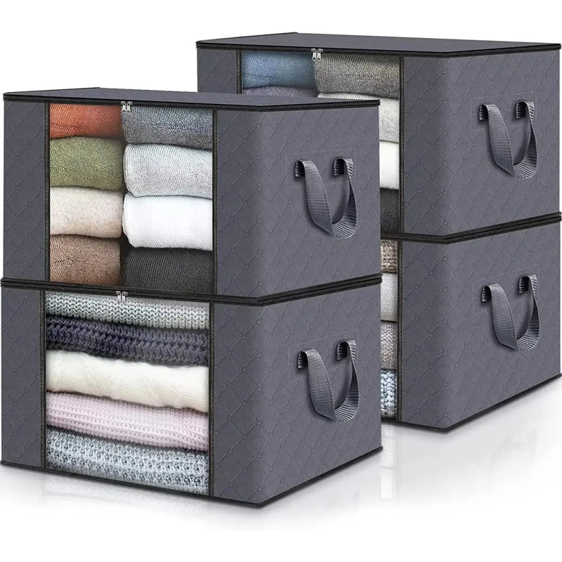 Saco de Armazenamento Dobrável de Grande Capacidade | Organizador de Roupas e Cobertores para Armário ou Quarto