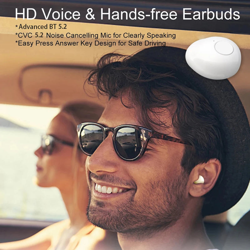 Fones de Ouvido Invisíveis DMWING V5.2 TWS – Mini In-Ear Bluetooth com Cancelamento de Ruído e Microfone