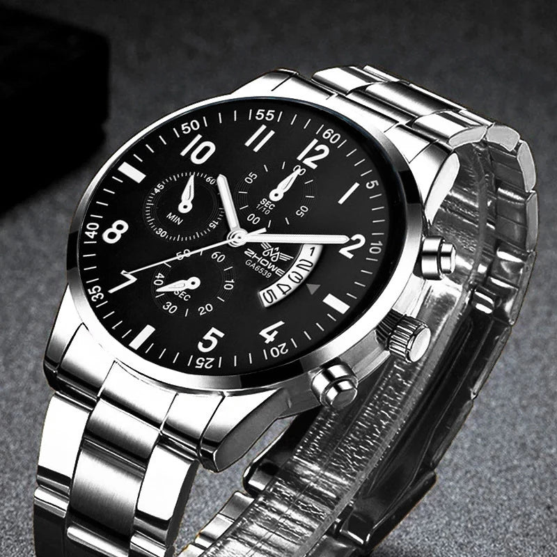 Relógio Masculino de Luxo YOLAKO – Pulseira de Aço com Calendário