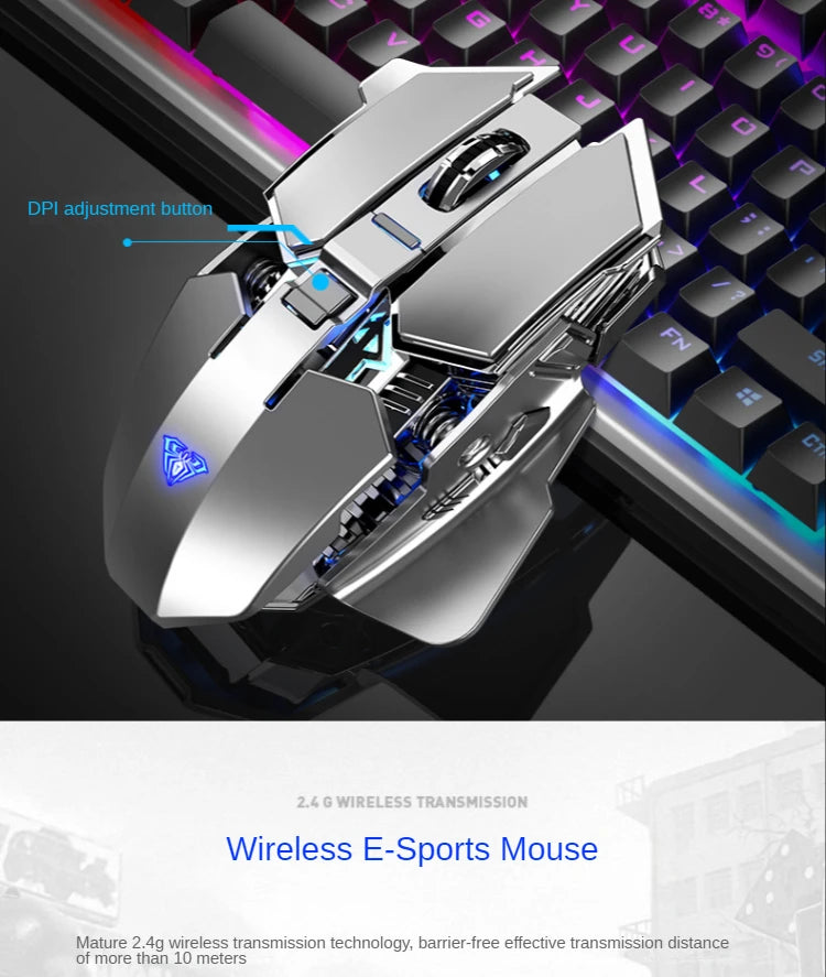 Mouse Sem Fio SC300 SSMMDZ – Recarregável, Silencioso, 6400 DPI, Luzes Coloridas, Para Notebook e Desktop