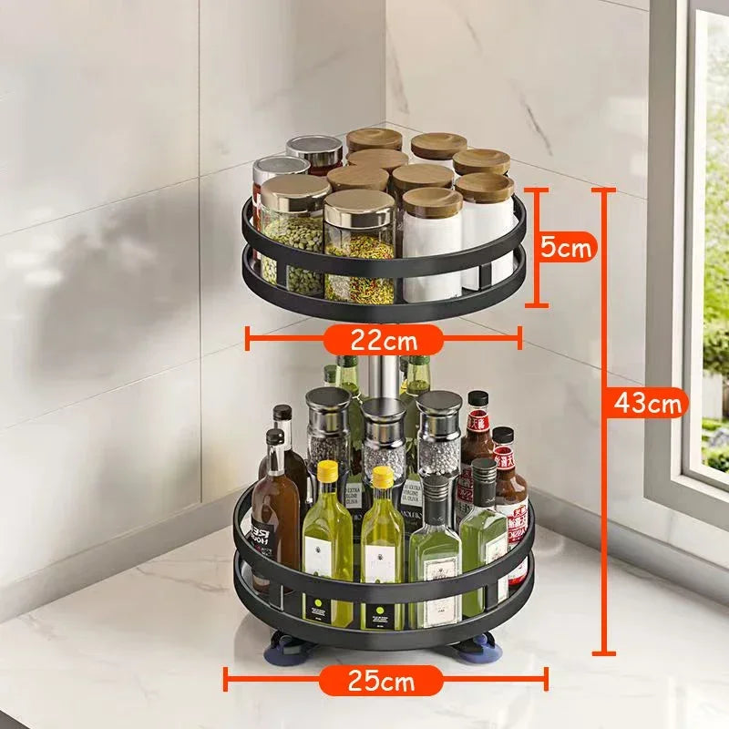 Organizador de Temperos Giratório 360° | Bandeja Antideslizante para Potes e Latas | Suporte para Cozinha e Acessórios