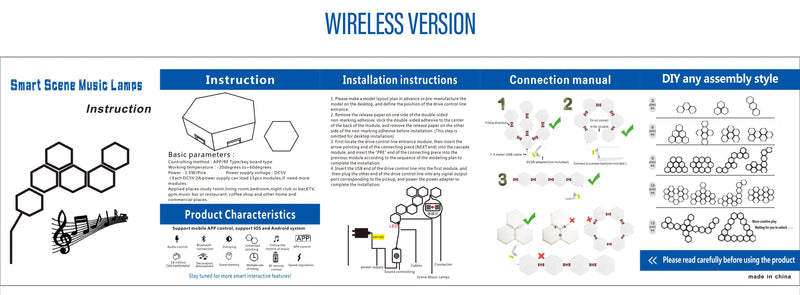 Lâmpada de Parede Hexagonal Inteligente RGB – Luz Noturna Ambiente com Ritmo Musical e Controle por App