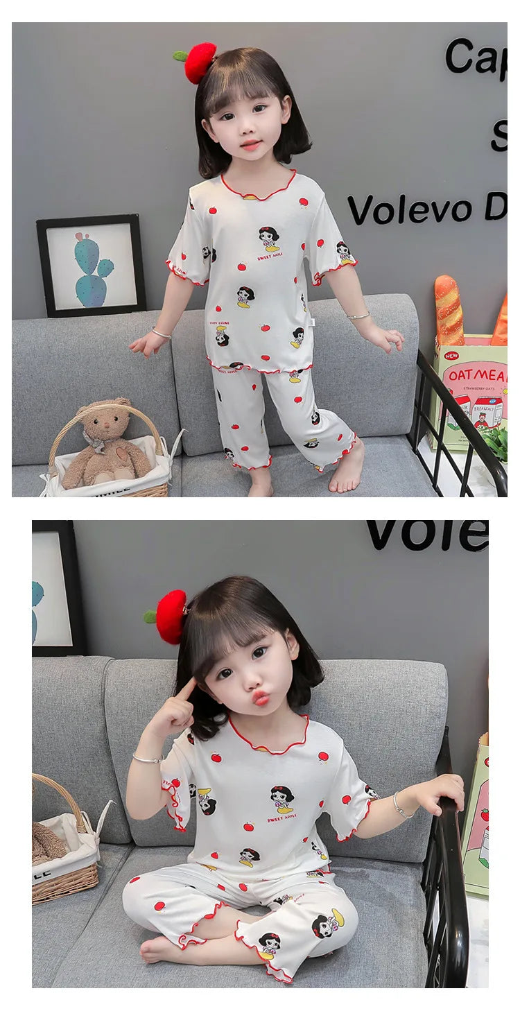 Conjunto de Pijama Infantil em Algodão – Regata e Shorts de Verão com Estampa de Desenho Animado (4 a 6 anos)