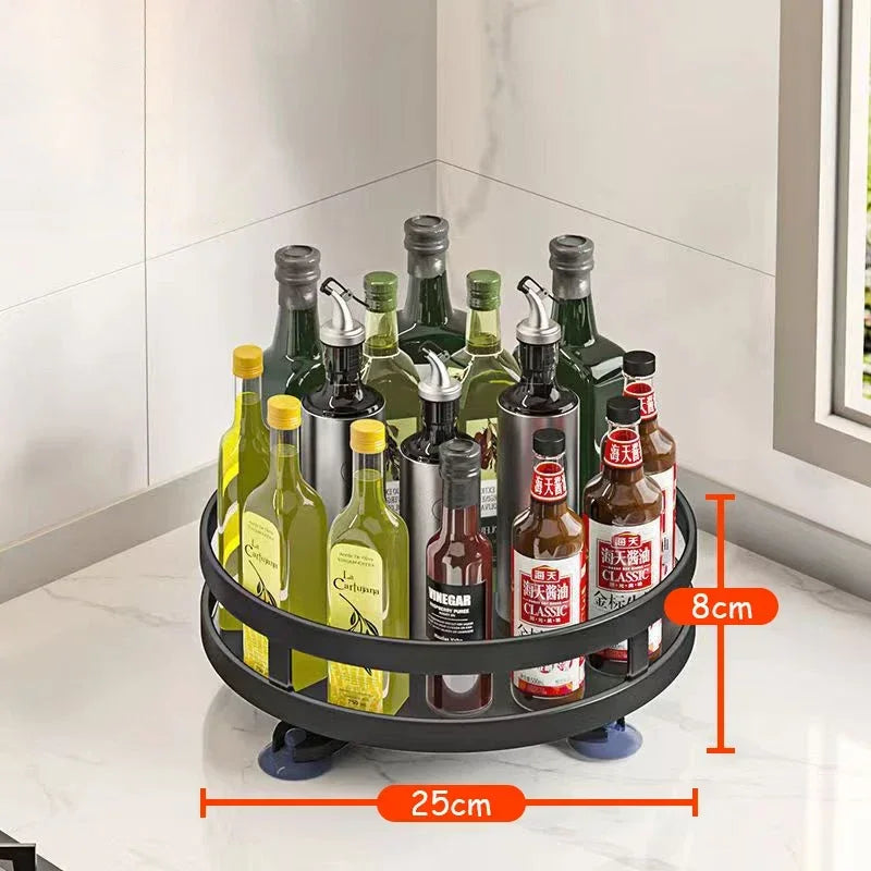 Organizador de Temperos Giratório 360° | Bandeja Antideslizante para Potes e Latas | Suporte para Cozinha e Acessórios