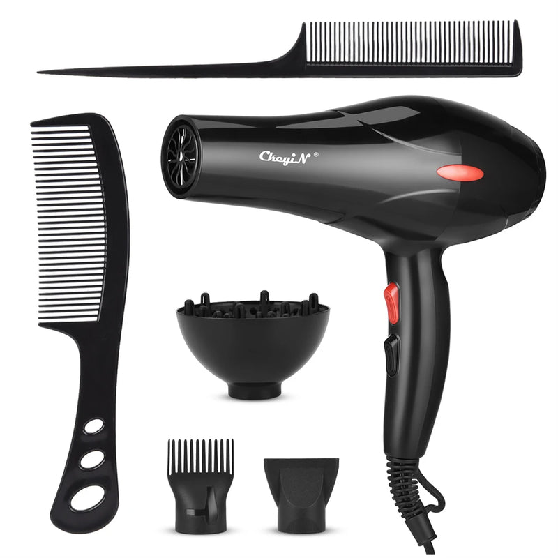 CkeyiN Secador de Cabelo Profissional 1600W – Íons Negativos, Uso Doméstico e Salão com Difusor e Concentrador