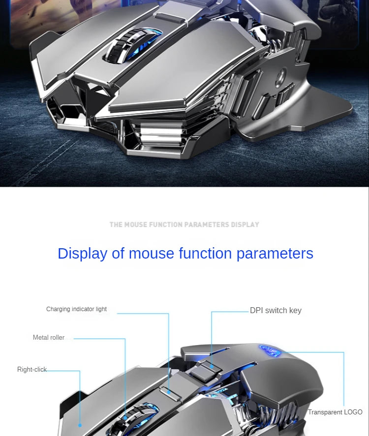Mouse Sem Fio SC300 SSMMDZ – Recarregável, Silencioso, 6400 DPI, Luzes Coloridas, Para Notebook e Desktop