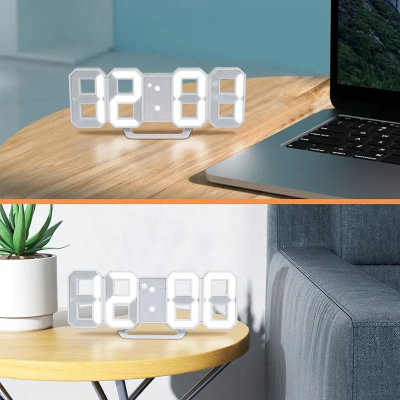 Relógio Digital 3D Niditon – Mesa e Parede, Moderno, com Exibição de Hora, Calendário e Umidade