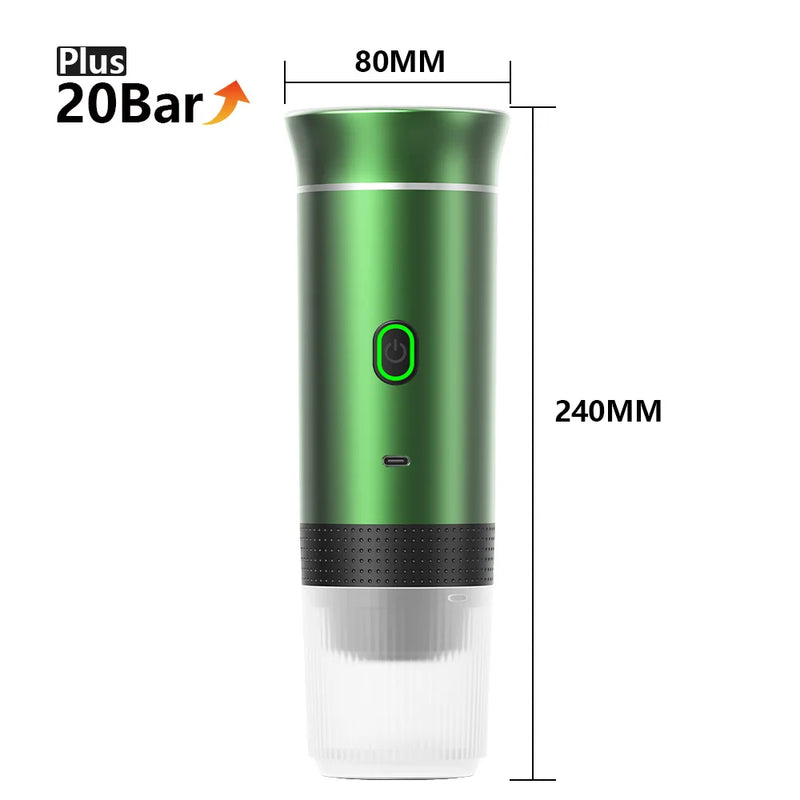 Máquina de Café Espresso Elétrica Portátil Wireless DENOKIN | 3 em 1 para Cápsulas, Pó e Viagem | Para Carro, Casa e Camping
