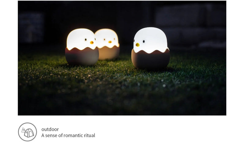 Luz Noturna Infantil em Silicone – Pato com Temporizador, Recarregável USB e Controle por Toque