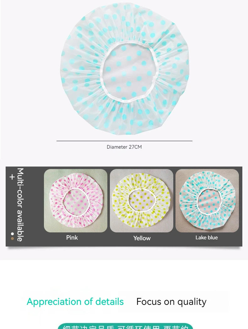Kit 3 Toucas de Banho Femininas Reutilizáveis – Impermeável com Elástico Largo, Estilo Ponto