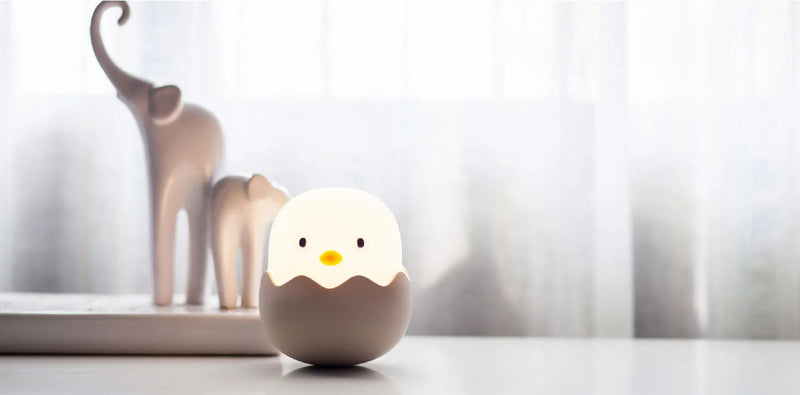 Luz Noturna Infantil em Silicone – Pato com Temporizador, Recarregável USB e Controle por Toque